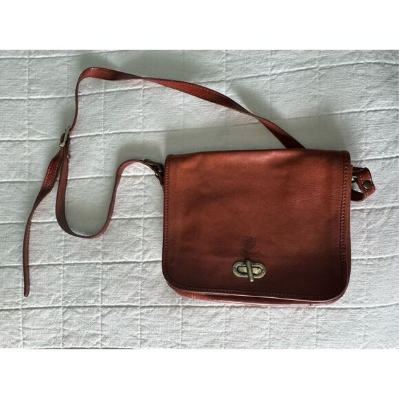 Vintage Leather Brown‎ Italian Italy Crossbody Bag Boho Western - Picture 3 of 10
